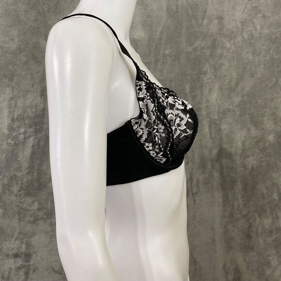Victoria's Secret Size 36C Unlined Demi Bra Semi Sheer Wired Lace Floral - Picture 2 of 7